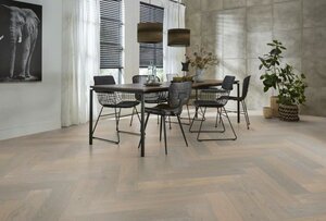 Floorlife - Beverly hills visgraat 4104 Rustiek dubbel gerookt wit geolied (Parket) - afbeelding 3