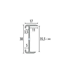Küberit  - 2-delig verstelbaar trapneusprofiel 844WS Zwart mat F16 - 300cm - afbeelding 2