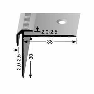 Küberit - Inschuif trapneusprofiel tot 2,5mm PVC RVS - 250 cm - afbeelding 2