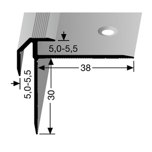 Küberit - Inschuif trapneusprofiel tot 5,5mm PVC RVS - 250 cm - afbeelding 2