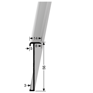 Küberit - Trapneusprofiel 846 14x56mm tbv 2-3mm PVC RVS