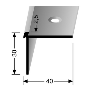 Küberit - Trapneusprofiel recht 870 t.b.v. 2,5mm PVC RVS - 250 cm - afbeelding 2