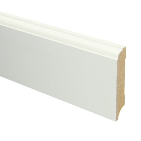 MDF Eigentijdse plint 70x12 wit voorgelakt RAL9010 - lengte 240cm