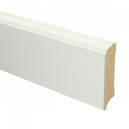 MDF Eigentijdse plint 70x18 wit voorgelakt RAL9010 - lengte 240cm