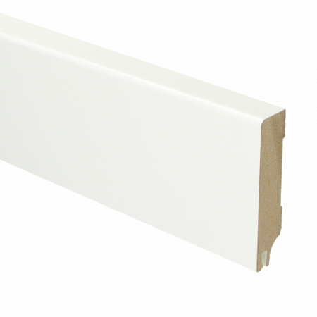 MDF Moderne plint 70x15 verkeerswit voorgelakt RAL9016 + uitsparing - lengte 240cm - afbeelding 1
