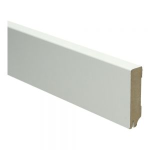 MDF Moderne plint 70x18 wit voorgelakt RAL9010 + uitsparing - lengte 240cm - afbeelding 1